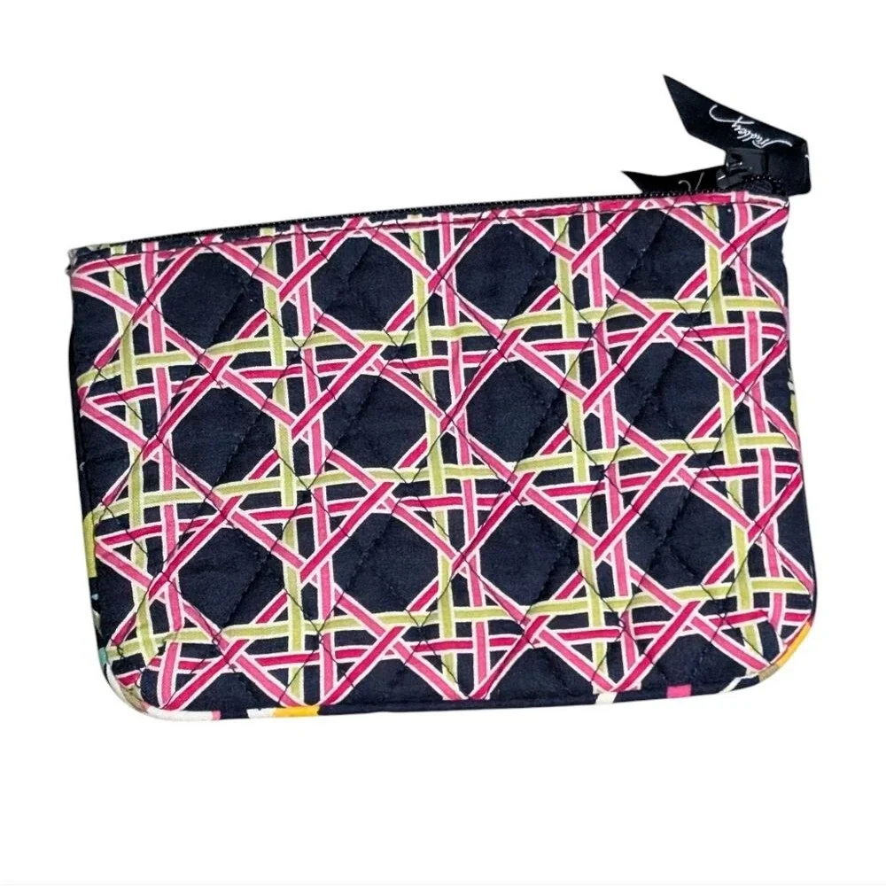 Vera Bradley Ribbons retired geometric small cosmetic bag coin purse novelty - Picture 3 of 6